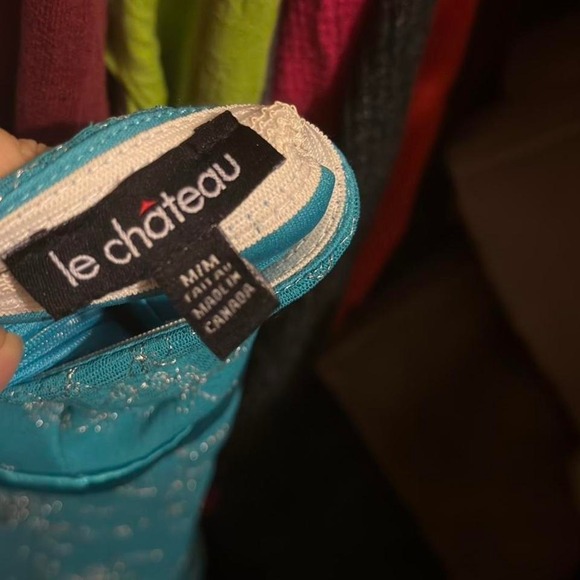 Vintage Y2K Le Château Teal Halter Slip Dress Size M Description - Picture 7 of 7